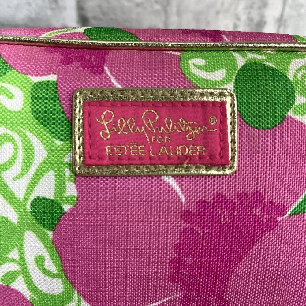 Lilly Pulitzer for Estee Lauder Pink Floral Cosmetic Clutch Bag